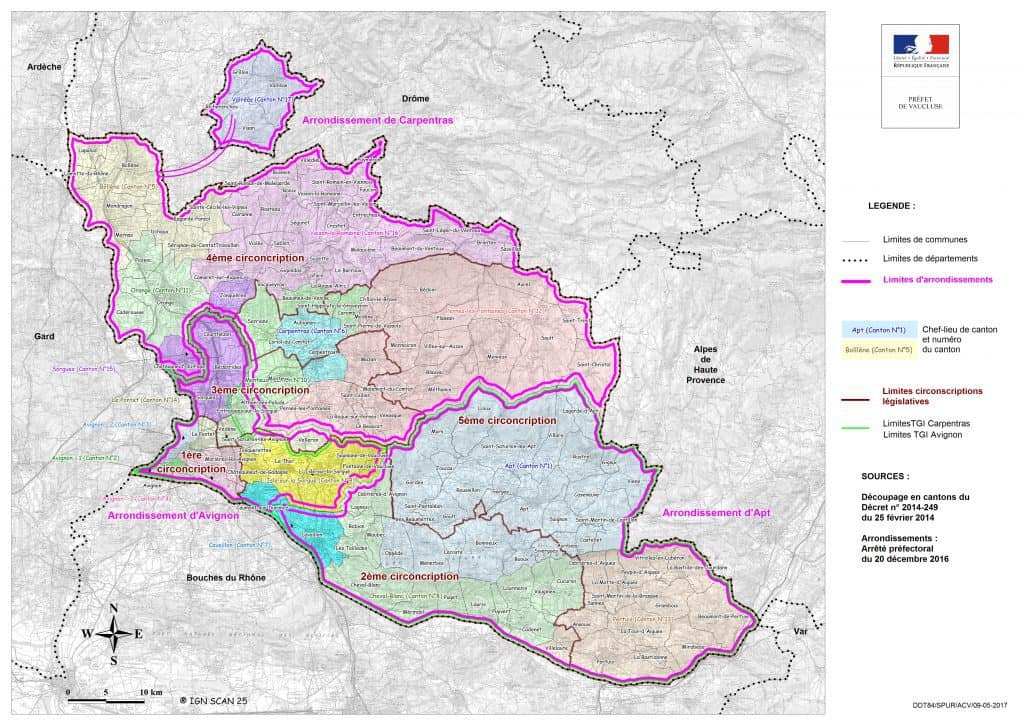 carte des circonscriptions de Vaucluse